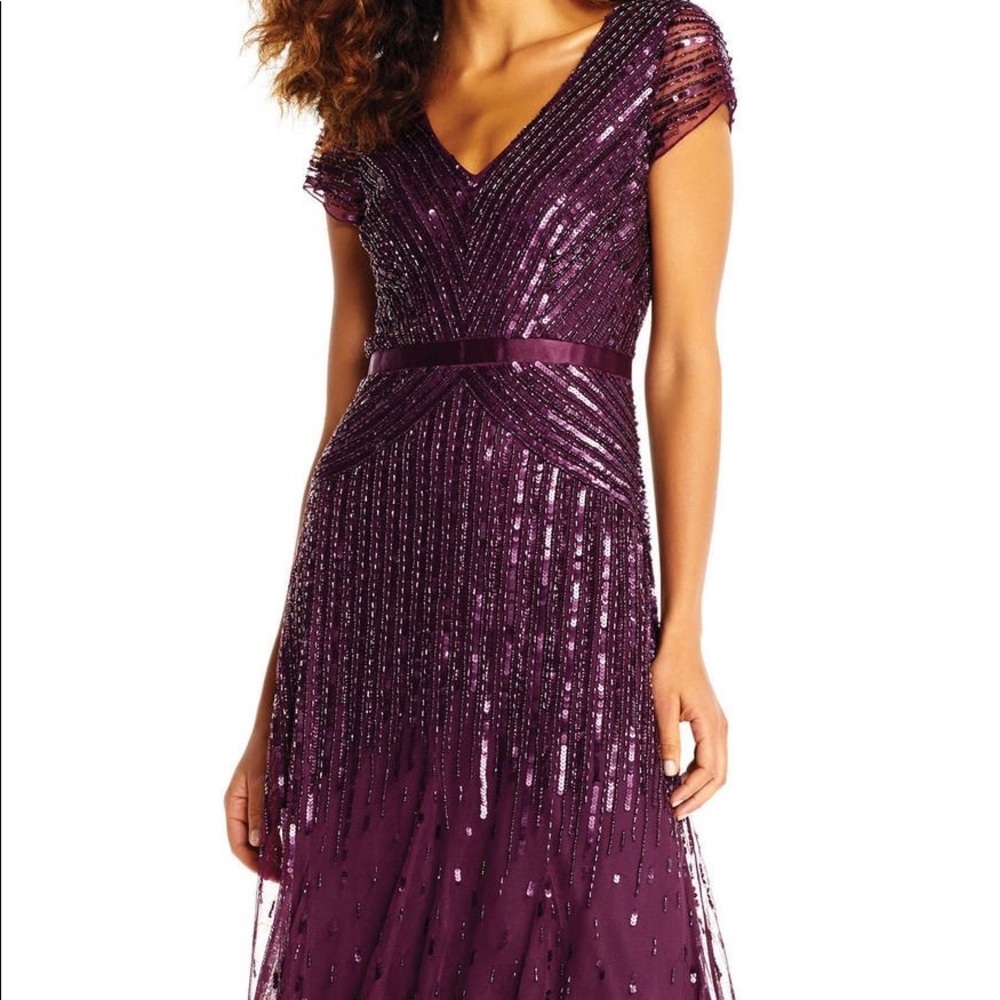 Adrianna Papell Plum Beaded Gown